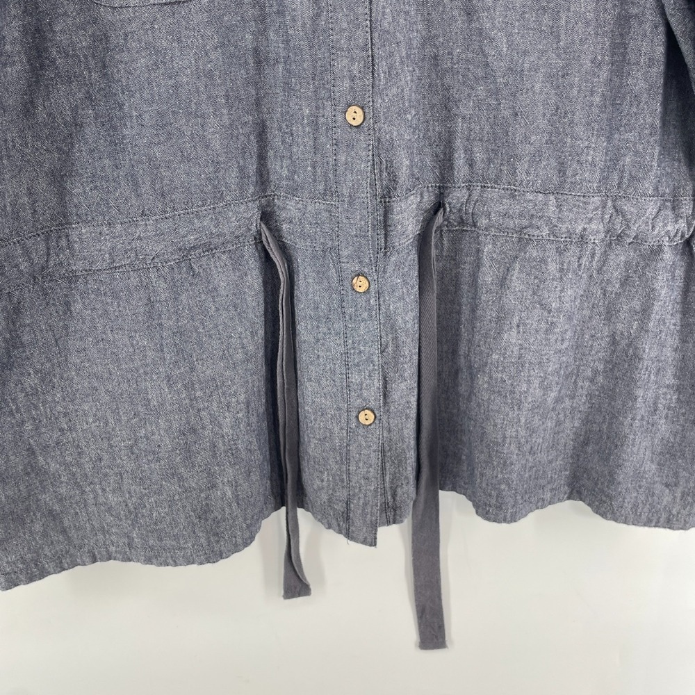 Caribbean Joe Shirt Women Plus 2X Roll Tab Button Drawstring Safari Utility - Picture 9 of 9